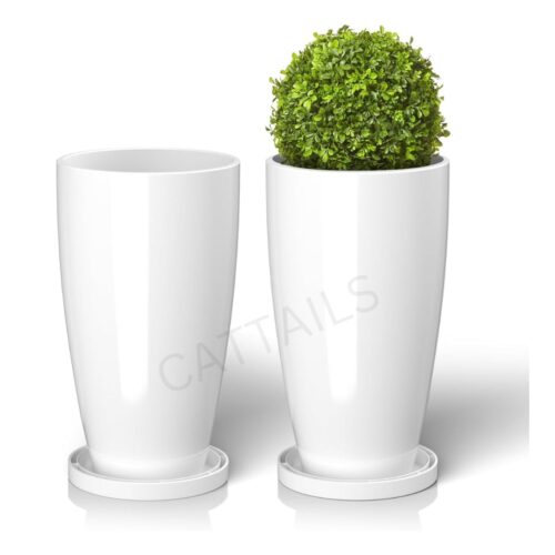 Tower Pot Plant 17 Inch Flower Pots for Home Office Garden Balcony Terrace Plant Container (Set of 2)