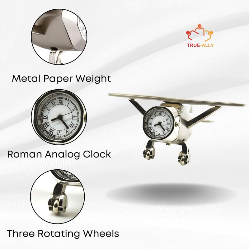 True-Ally Aeroplane Miniature Table Clock & Paper Weight - Image 2