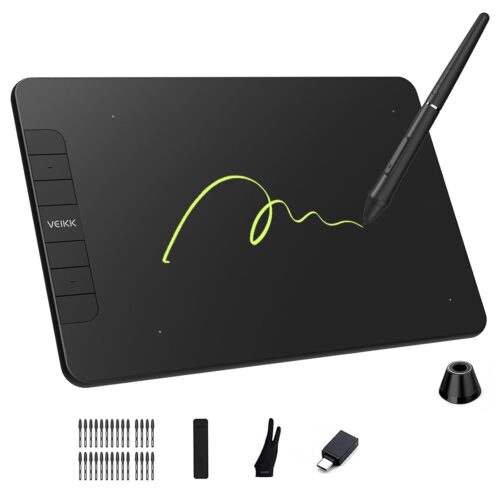 VEIKK VK640 Drawing Tablet 6x4 inch Portable Pen Tablet with 8192 Levels Battery-Free Stylus Graphic Tablet, 6 Shortcuts Keys for Android, Windows, mac OS and Linux, Support Tilt Function