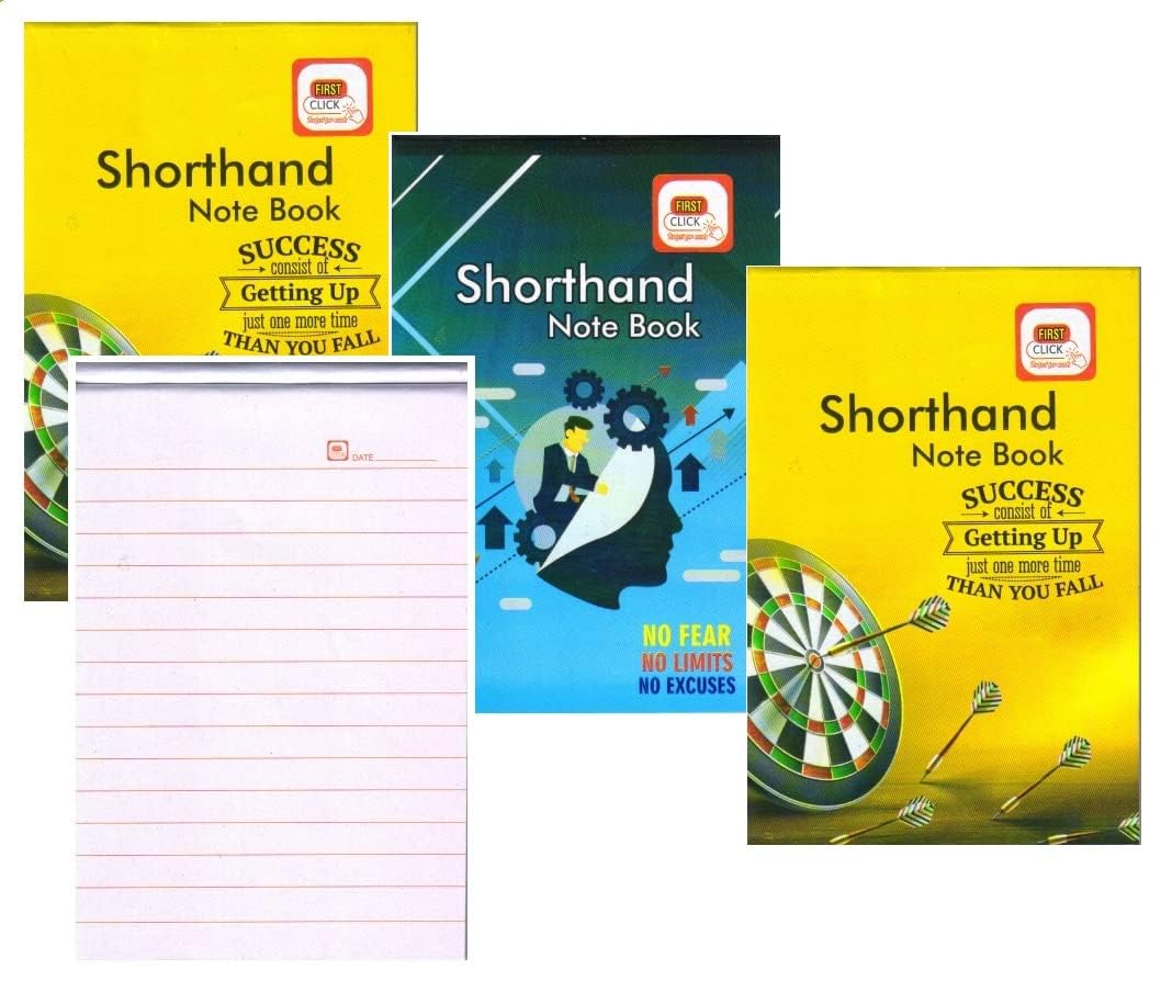 FIRST CLICK Shorthand Steno Notebook | Doctors Prescription Pad | Writing Notepad | Kids Practice Book | Conference & Office Use | 160 Pages | 58 GSM Both Side Ruled Paper | Pack of 3 |