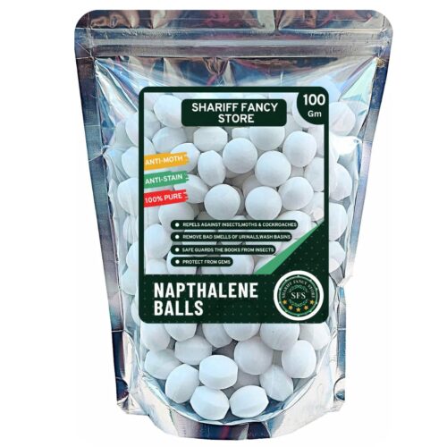 Naphthalene Balls Big Size,100% Pure A+ Grade, Long-Lasting Freshness, Insect Repellant, Ideal for Cupboards, Bookshelves,Toilets & Protects Clothes from Moths, Mildew,Bad Odors - Pack of 1 (100 Gram)
