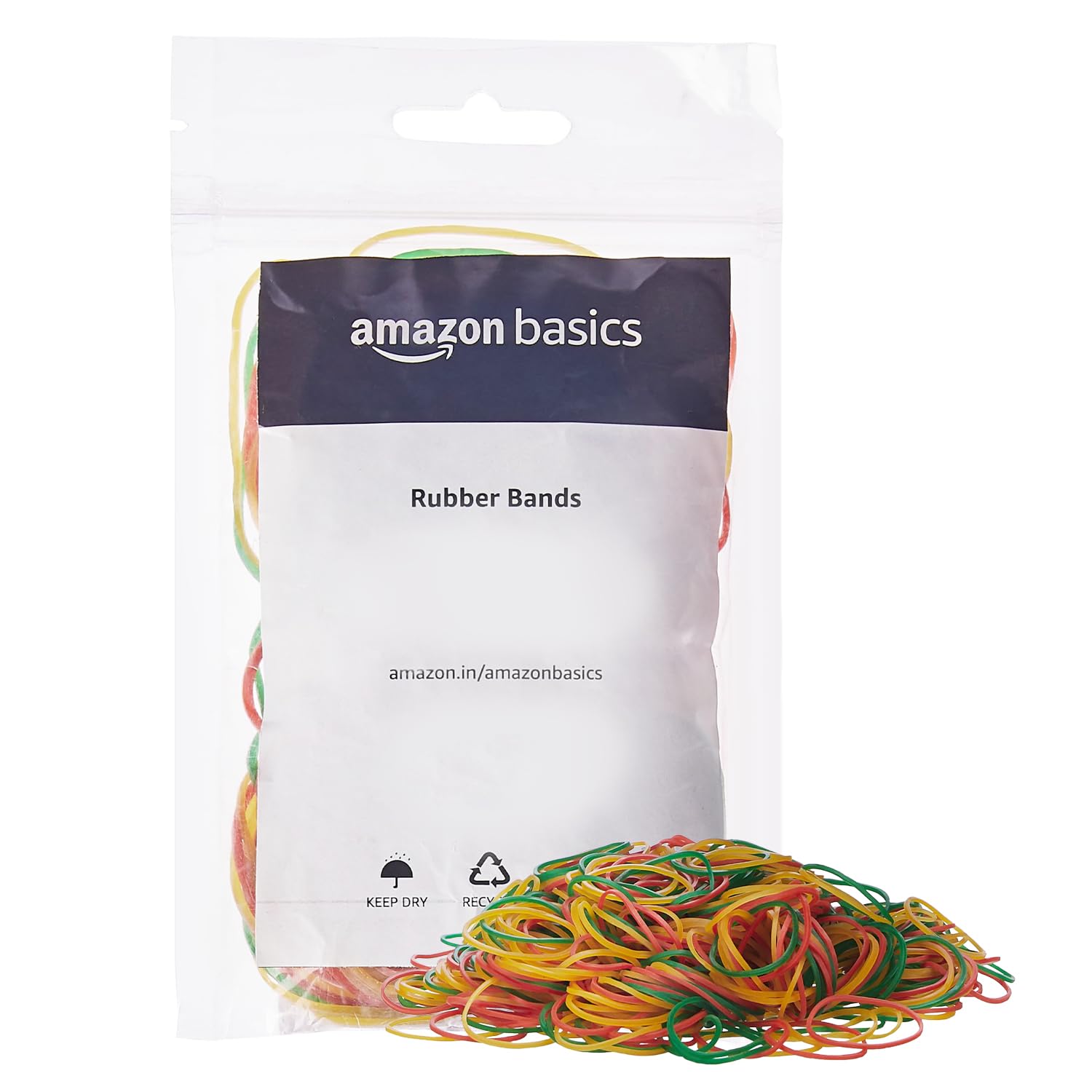 Amazon Basics Rubber Bands | Enhanced Stretchability and Durability | (3 inch, Pack of 50 gm) (Multicolour) Visit the amazon basics Store
