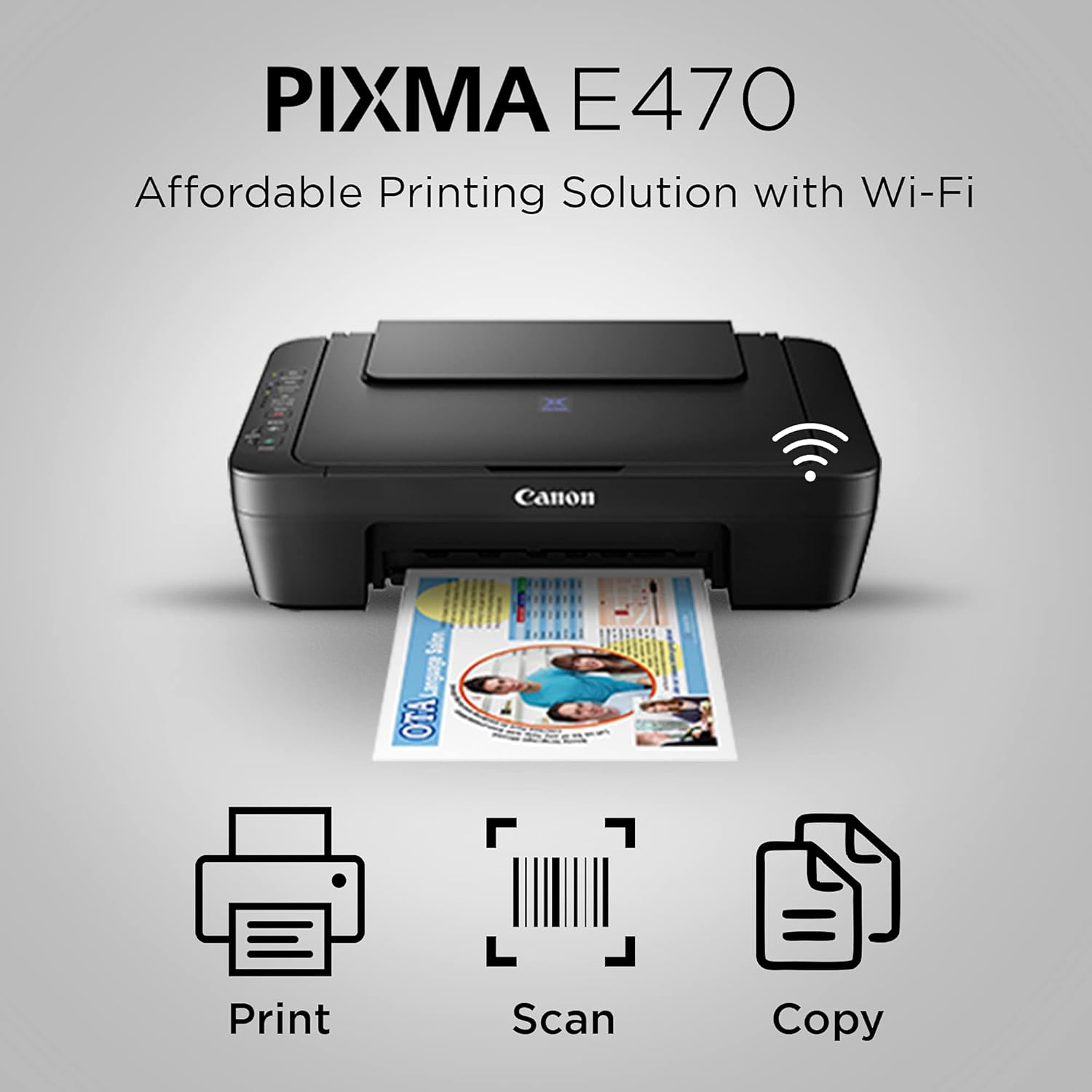 Canon PIXMA E470 All in One (Print, Scan, Copy) WiFi Ink Efficient Colour Printer for Home - Image 3