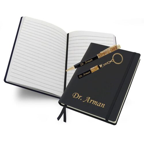 Customized Dairy Pen with Keychain and Notebook, Personalized Gift Set