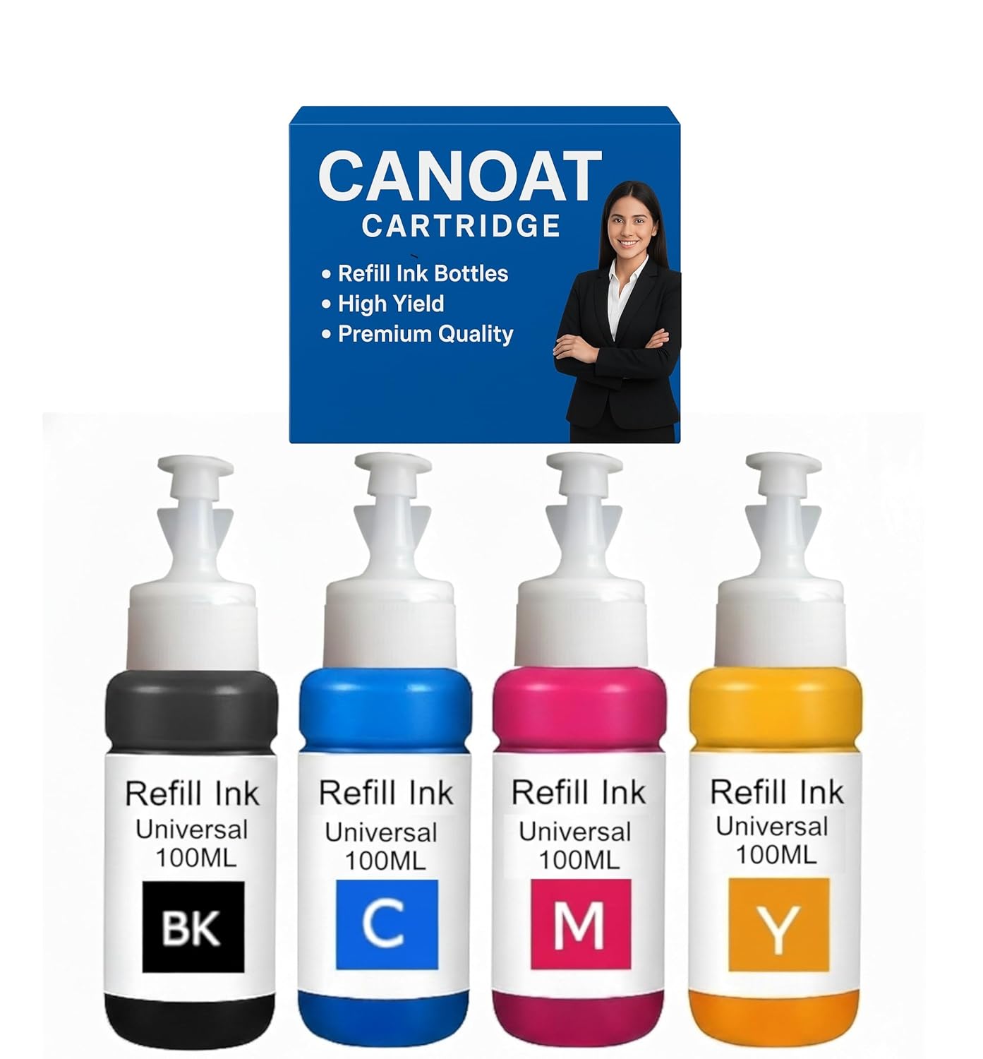 CANOAT 100ML Universal Refill Ink Bottle for Refilling of All Inkjet (Universal) Printer Cartridge