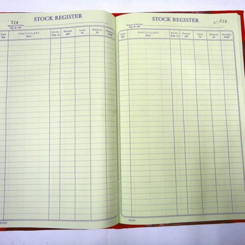 Stock Register NotBook 4QR (250 Pages)