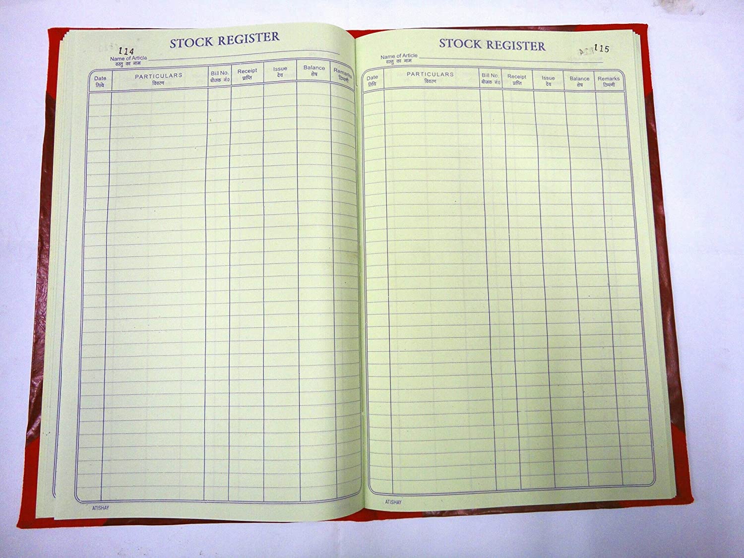 Stock Register NotBook 4QR (250 Pages)