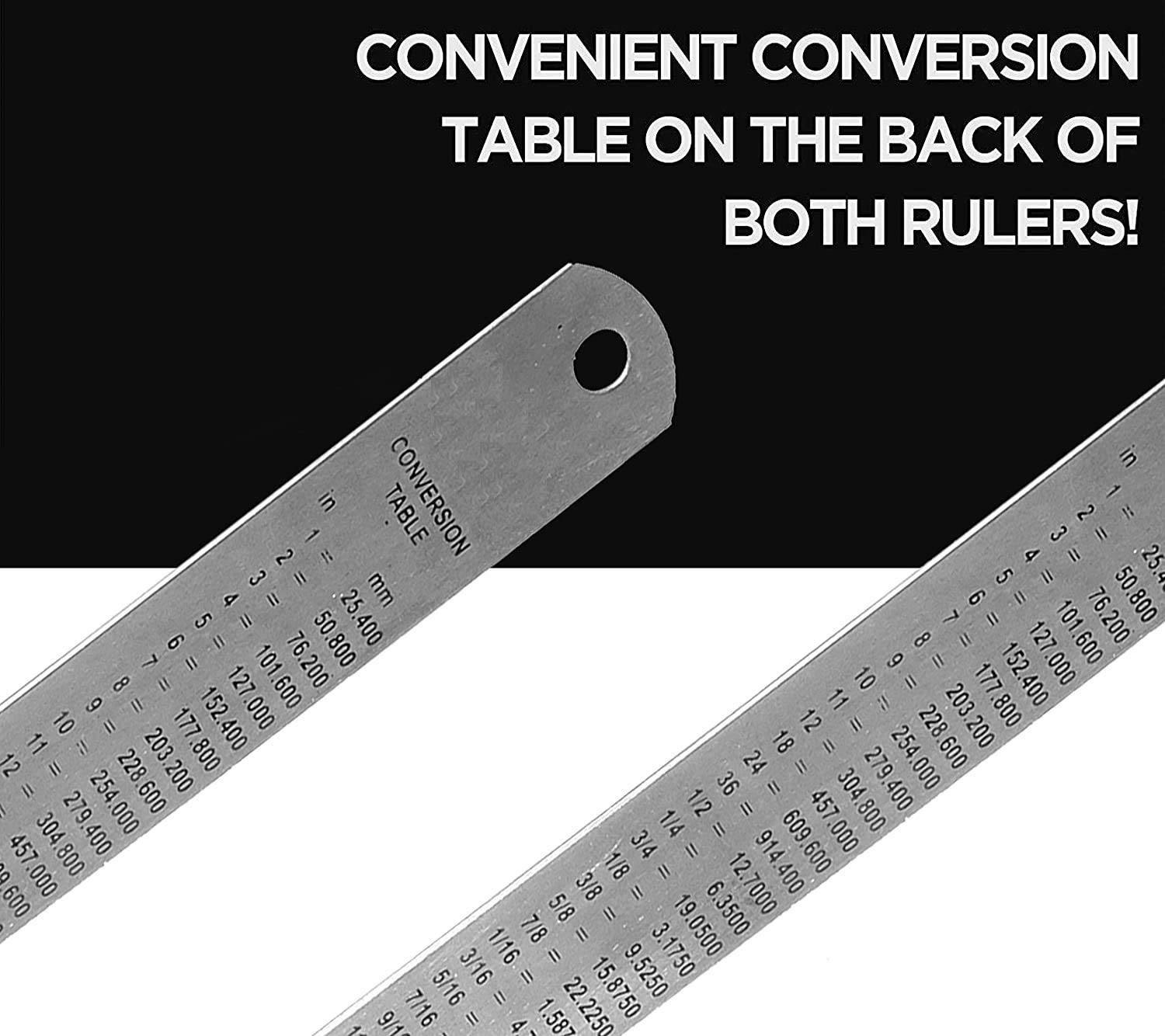 Qatalitic Stainless Steel Scale/Ruler 1 Foot (30 cm / 12 inch) (Set of 3 Pcs.)
